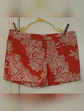 Kenar Red Floral Paisley Shorts